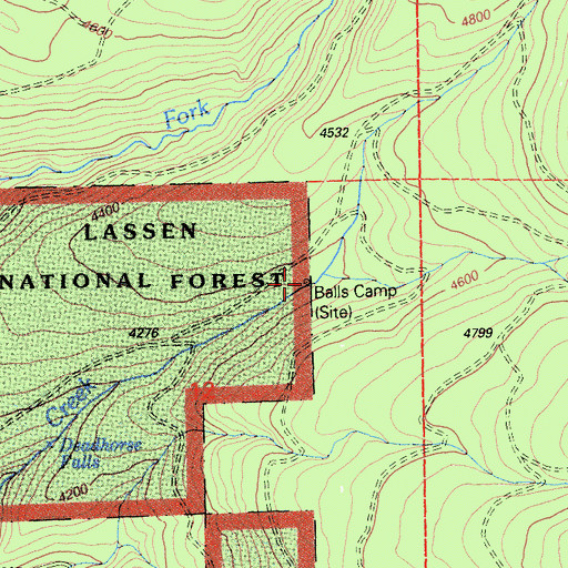 Topographic Map of Balls Camp, CA
