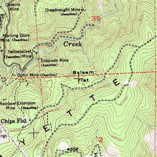 Topographic Map of Balsam Flat, CA