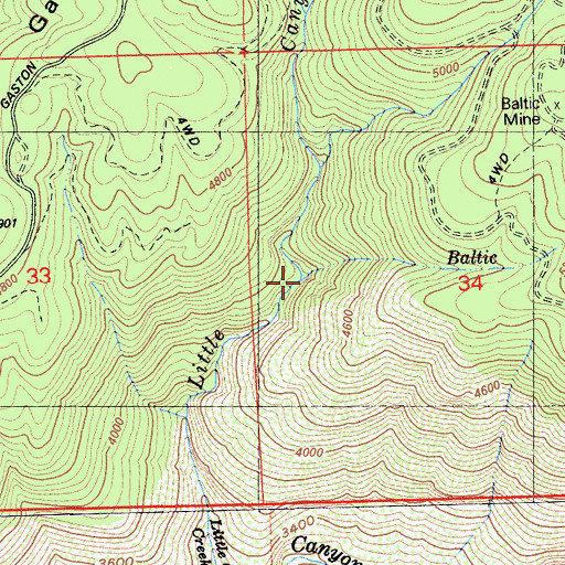 Topographic Map of Baltic Creek, CA