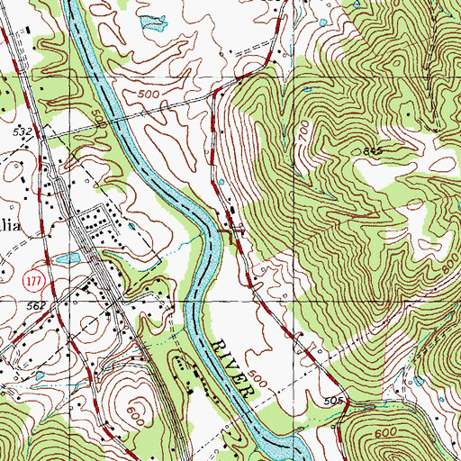 Topographic Map of John Grants Mill (historical), KY