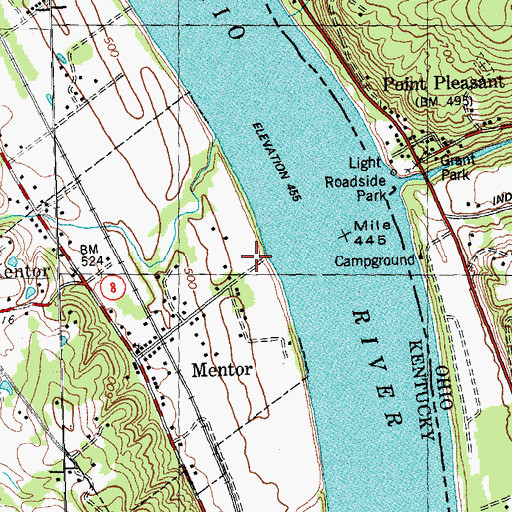 Topographic Map of Kennedys Ferry Post Office (historical), KY