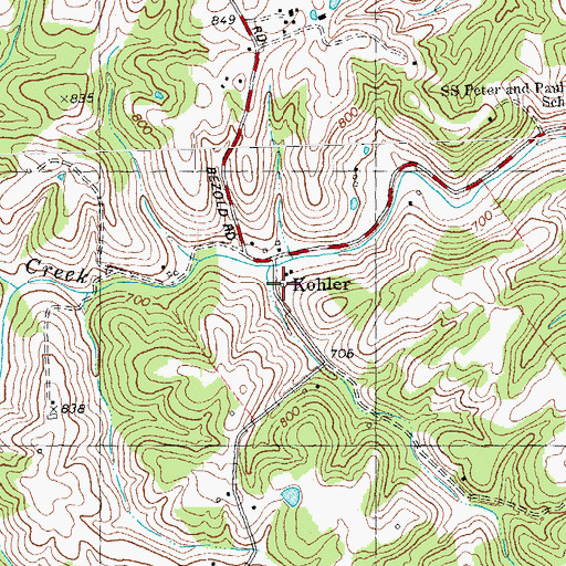 Topographic Map of Kohler Post Office (historical), KY