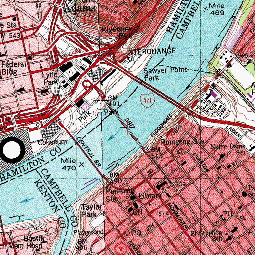 Topographic Map of L & N Pedestrian Bridge, KY