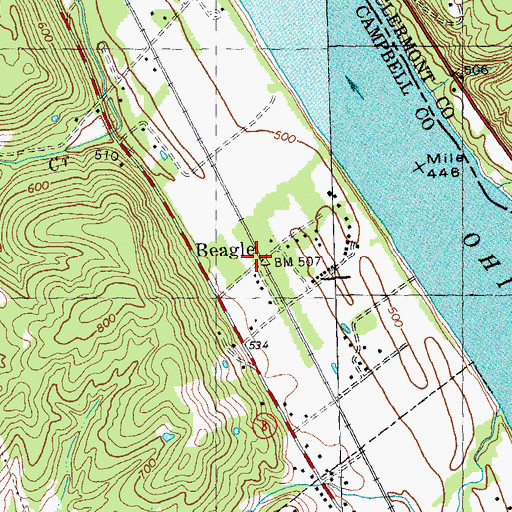 Topographic Map of Beagle Railroad Station (historical), KY