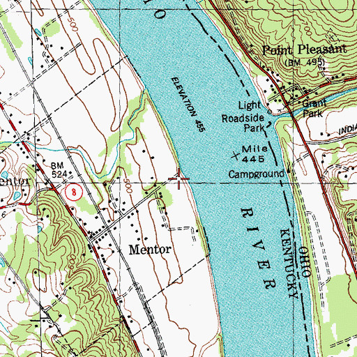 Topographic Map of Belmont (historical), KY