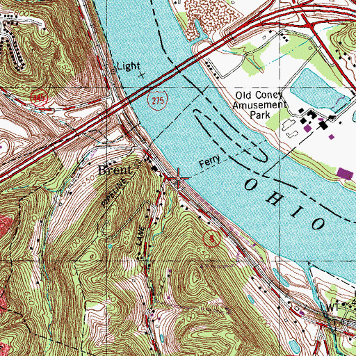 Topographic Map of Coney Railroad Station (historical), KY