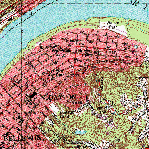Topographic Map of Dayton Railroad Station (historical), KY