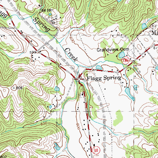 Topographic Map of Flaggspring Post Office (historical), KY