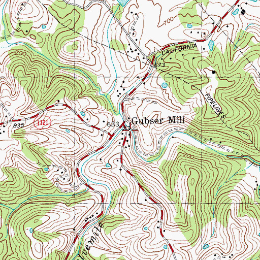 Topographic Map of Gubser Mill Post Office (historical), KY