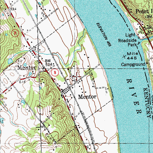 Topographic Map of Mentor Post Office (historical), KY