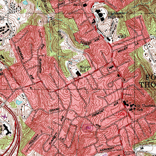 Topographic Map of Mount Vernon School (historical), KY
