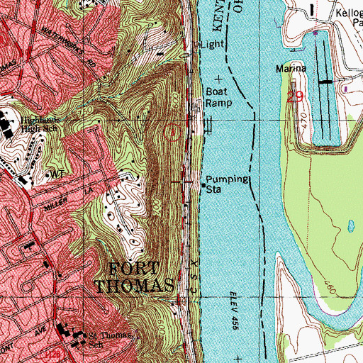 Topographic Map of Newport Water Works (historical), KY