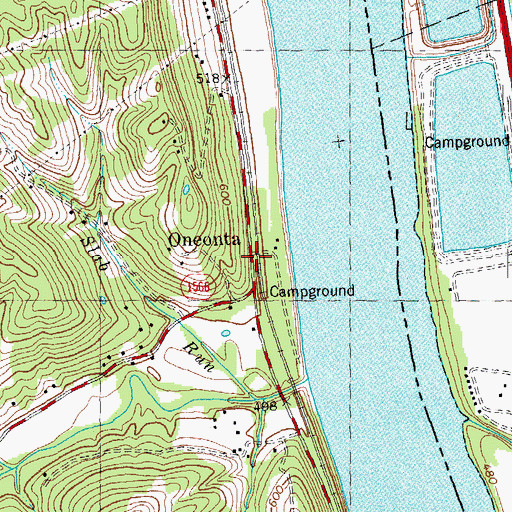 Topographic Map of Oneonta Railroad Station (historical), KY