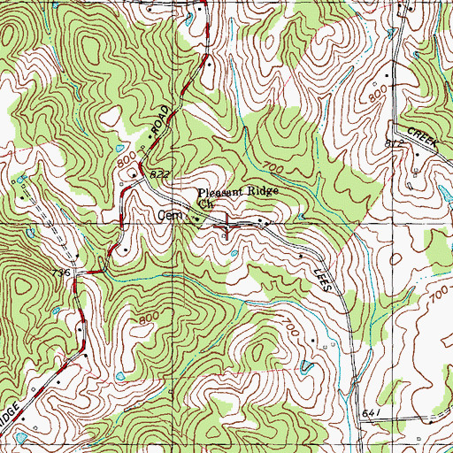 Topographic Map of Pleasant Ridge, KY
