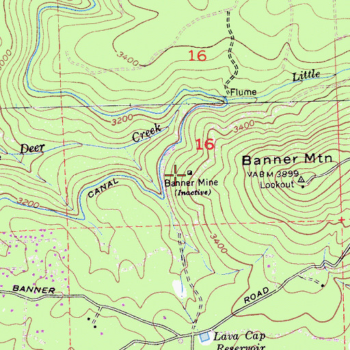 Topographic Map of Banner Mine, CA