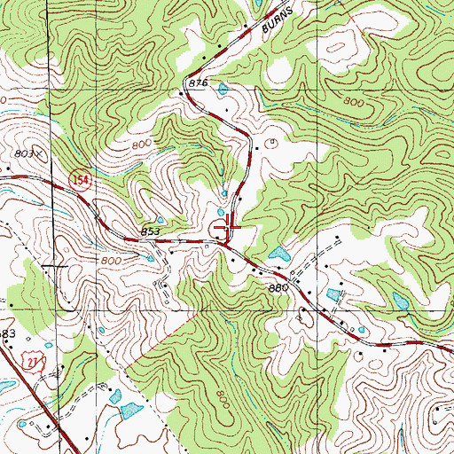 Topographic Map of Tibbatts Crossroads Post Office (historical), KY