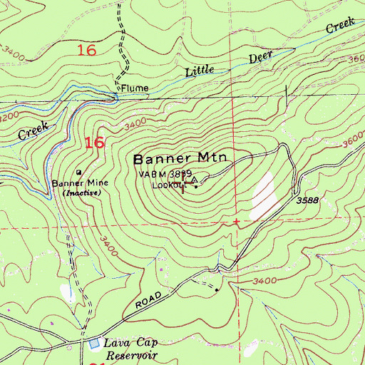 Topographic Map of Banner Mountain, CA