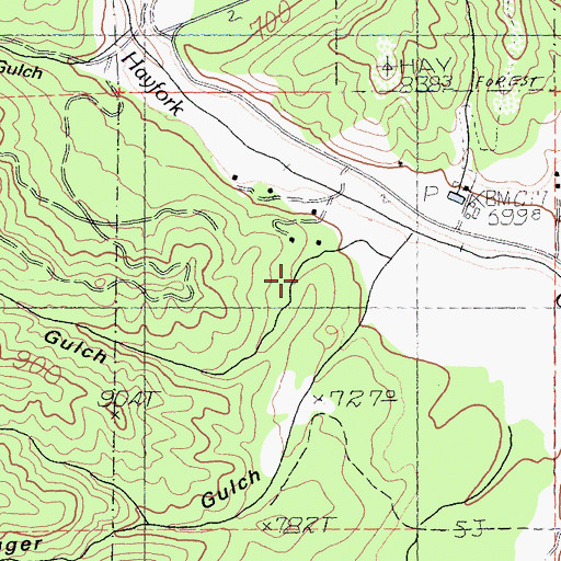 Topographic Map of Bar Gulch, CA