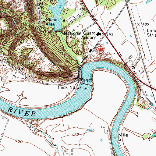 Topographic Map of Lock Number One Post Office (historical), KY