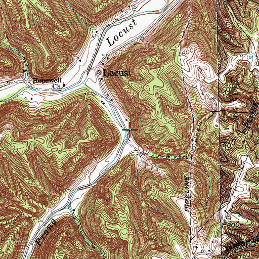 Topographic Map of Locust Baptist Church (historical), KY