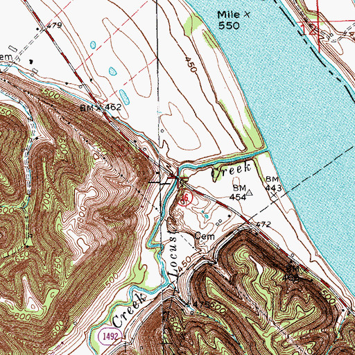 Topographic Map of Locust Bridge, KY