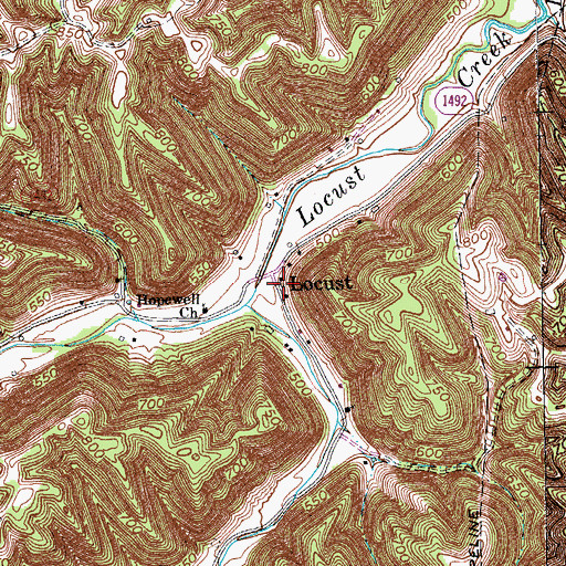 Topographic Map of Locust School (historical), KY