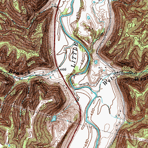 Topographic Map of Carricos Landing (historical), KY