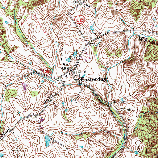Topographic Map of Easterday Post Office (historical), KY
