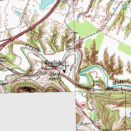 Topographic Map of English Post Office (historical), KY