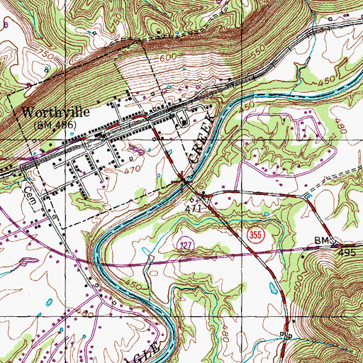 Topographic Map of Gaines Ferry (historical), KY