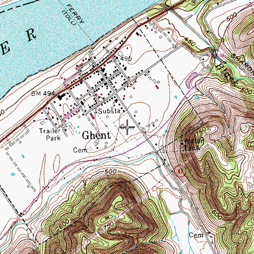 Topographic Map of Ghent Cemetery, KY