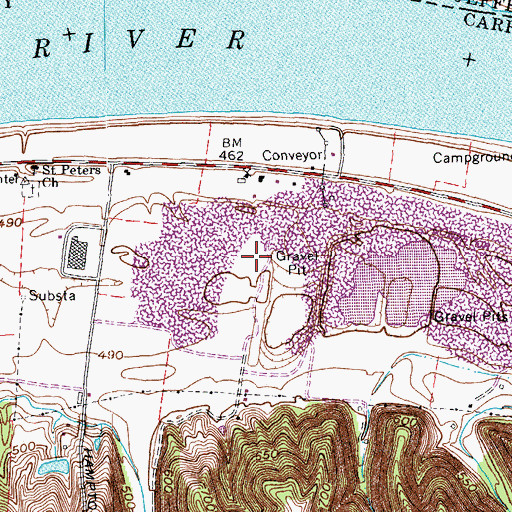 Topographic Map of Hunters Bottom, KY
