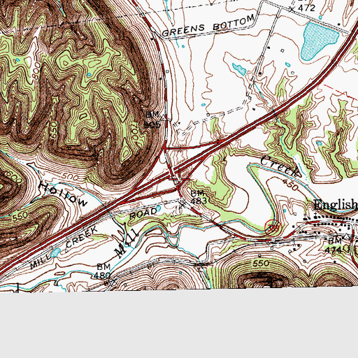 Topographic Map of Mill Creek Post Office (historical), KY