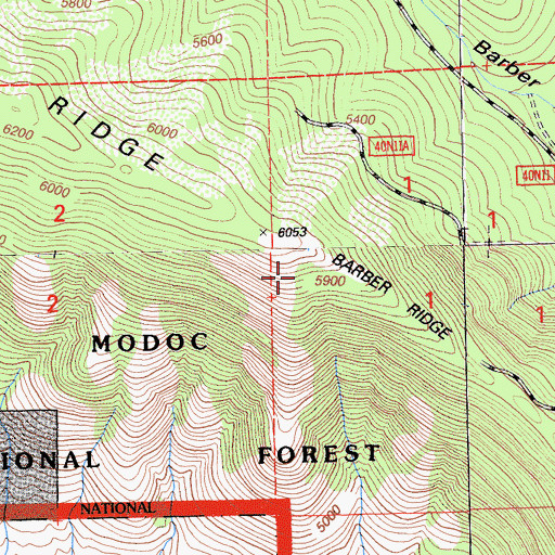 Topographic Map of Barber Ridge, CA