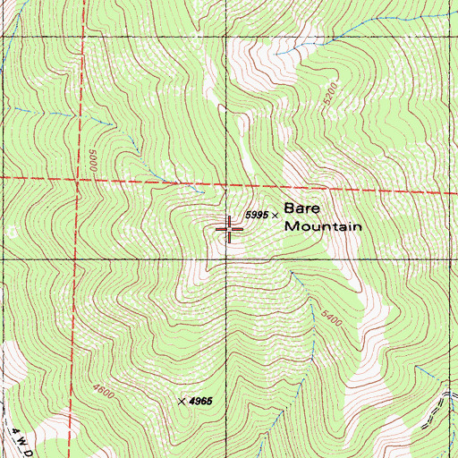 Topographic Map of Bare Mountain, CA