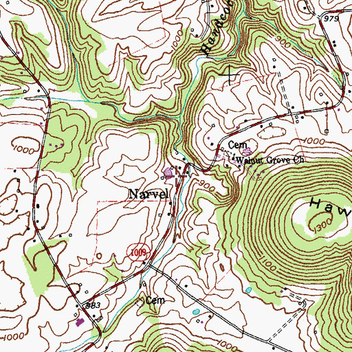 Topographic Map of Brown Becks Mill (historical), KY