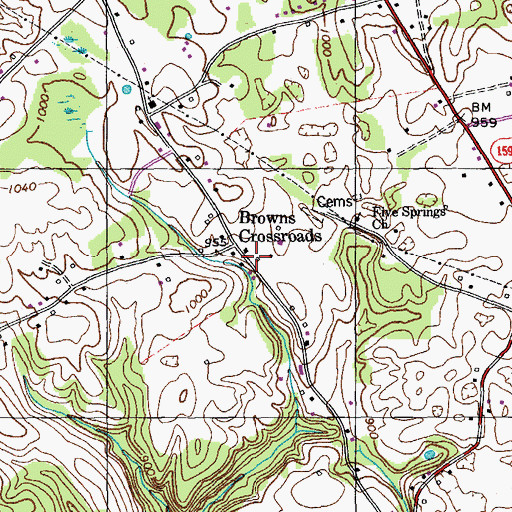 Topographic Map of Brown Crossroads Post Office (historical), KY