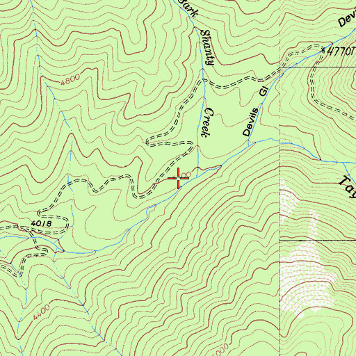 Topographic Map of Bark Shanty Creek, CA