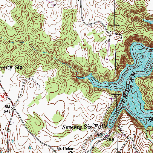 Topographic Map of Simpsons Branch, KY