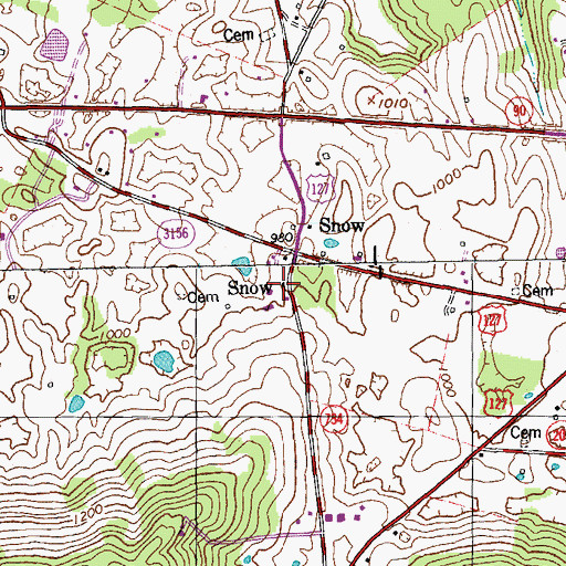 Topographic Map of Snow Post Office (historical), KY