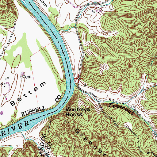 Topographic Map of Tearcoat Post Office (historical), KY