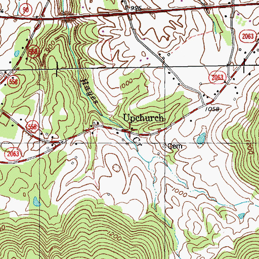 Topographic Map of Upchurch Post Office (historical), KY