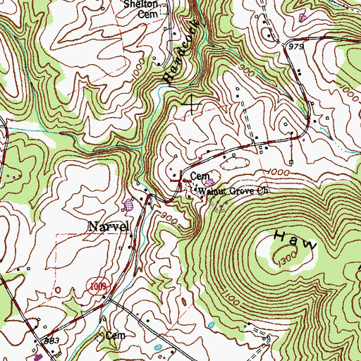 Topographic Map of Walnut Grove Church Cemetery, KY