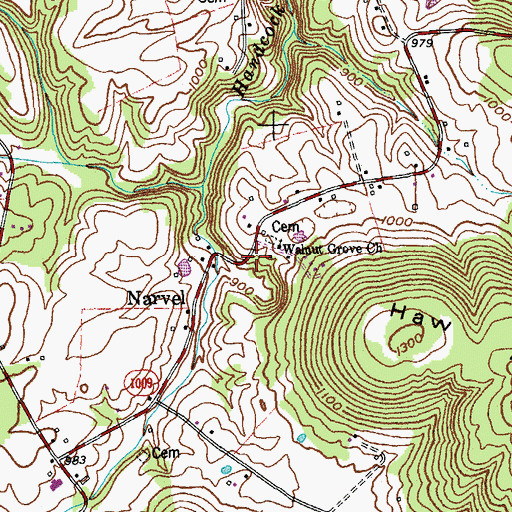 Topographic Map of Walnut Grove School (historical), KY