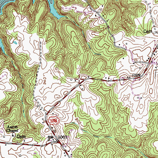 Topographic Map of Coops Mill (historical), KY