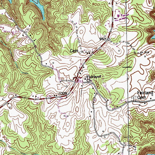 Topographic Map of Fairland Church (historical), KY