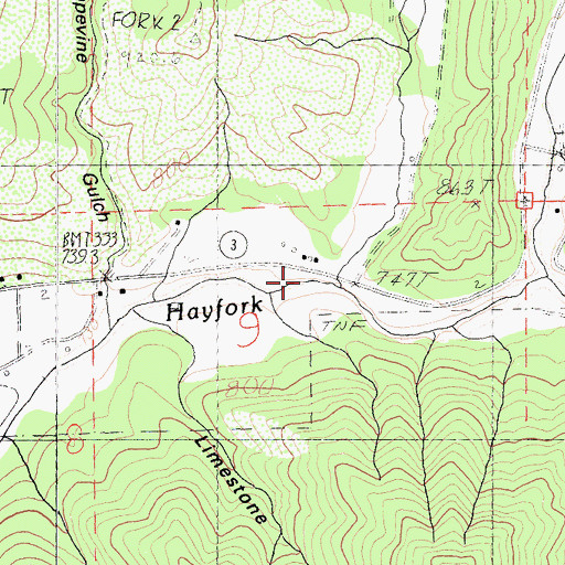 Topographic Map of Barker Creek, CA
