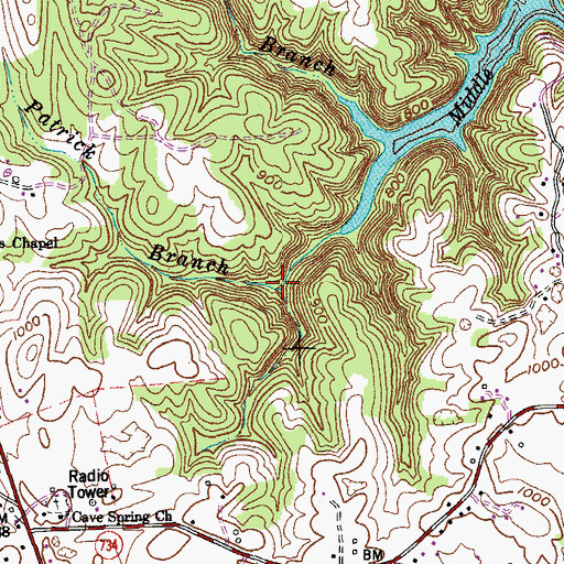 Topographic Map of Hammonds Mill (historical), KY