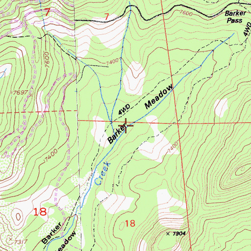 Topographic Map of Barker Meadow, CA