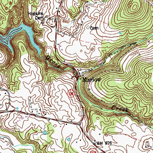 Topographic Map of Marlow Post Office (historical), KY